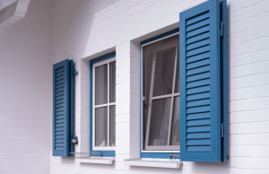 Blue louvered shutters
